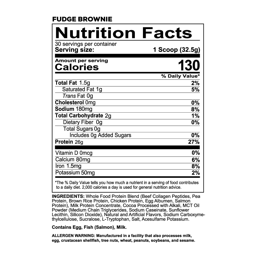 REDCON1 MRE LITE Whole Food Protein Powder, Fudge Brownie - Lactose Free & Sugar Free Meal Replacement with Animal Protein Blends - Easy to Digest Formula - 2g Carb per Serving, 34.4 oz