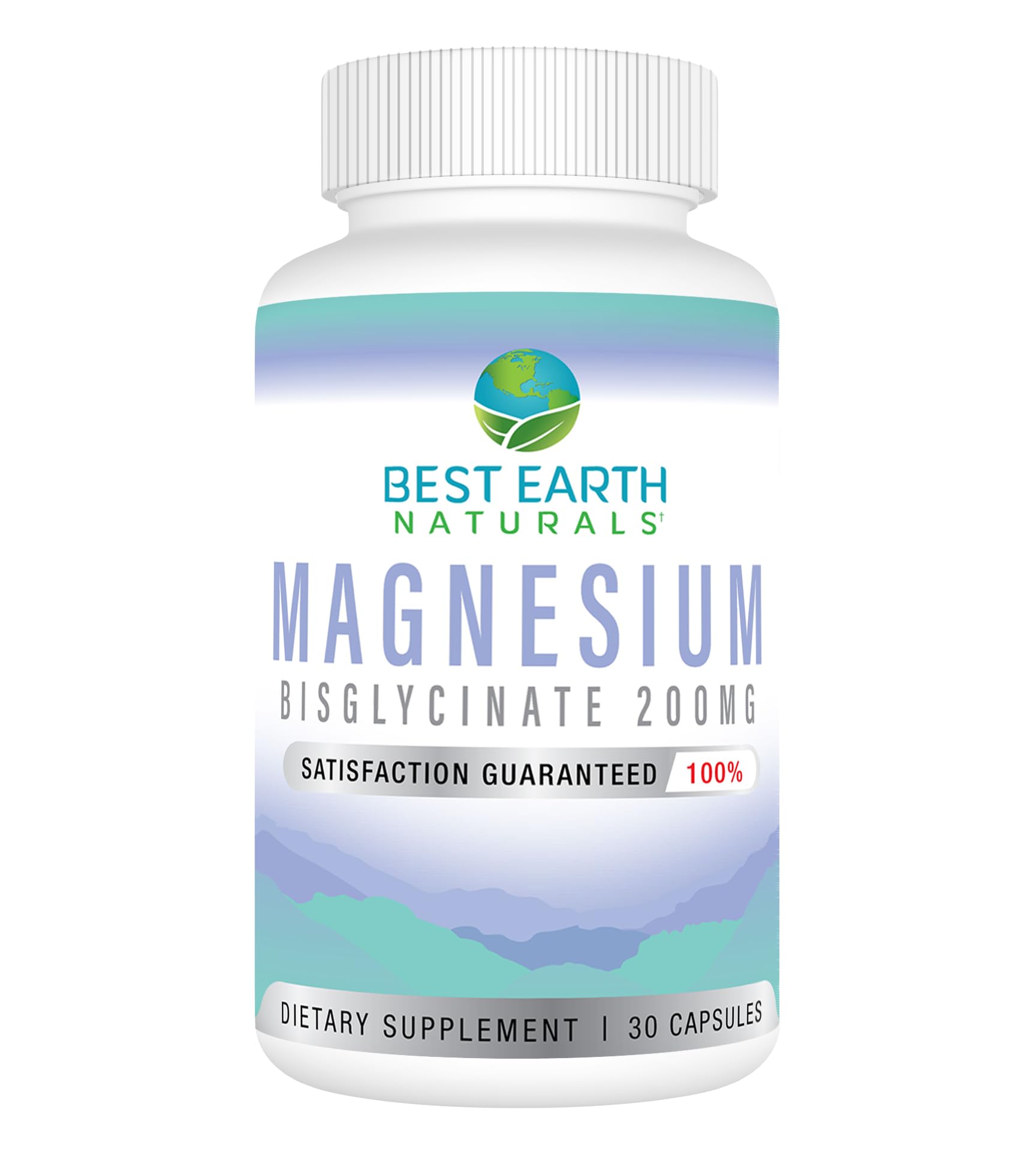 Best Earth Naturals Magnesium Bisglycinate 200 mg Vegan Formula for Joint, Digestion, and Rest Support Capsules, 30 Count
