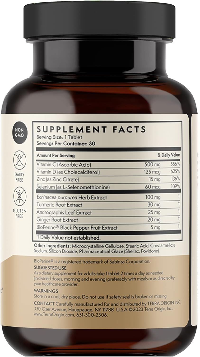 TERRA ORIGIN Immune Support Supplement, 60 Tablets