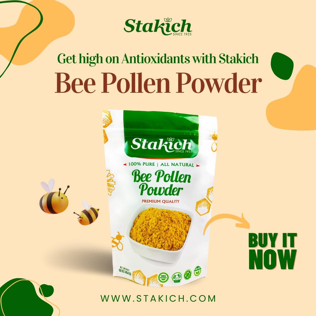 Stakich Bee Pollen Powder, 16 oz