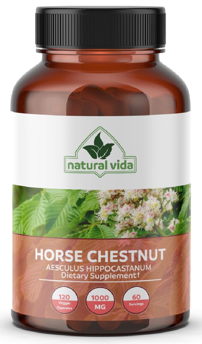 Natural Vida Horse Chestnut Extract Aescin 20% - 1000mg Capsules, 120 Count