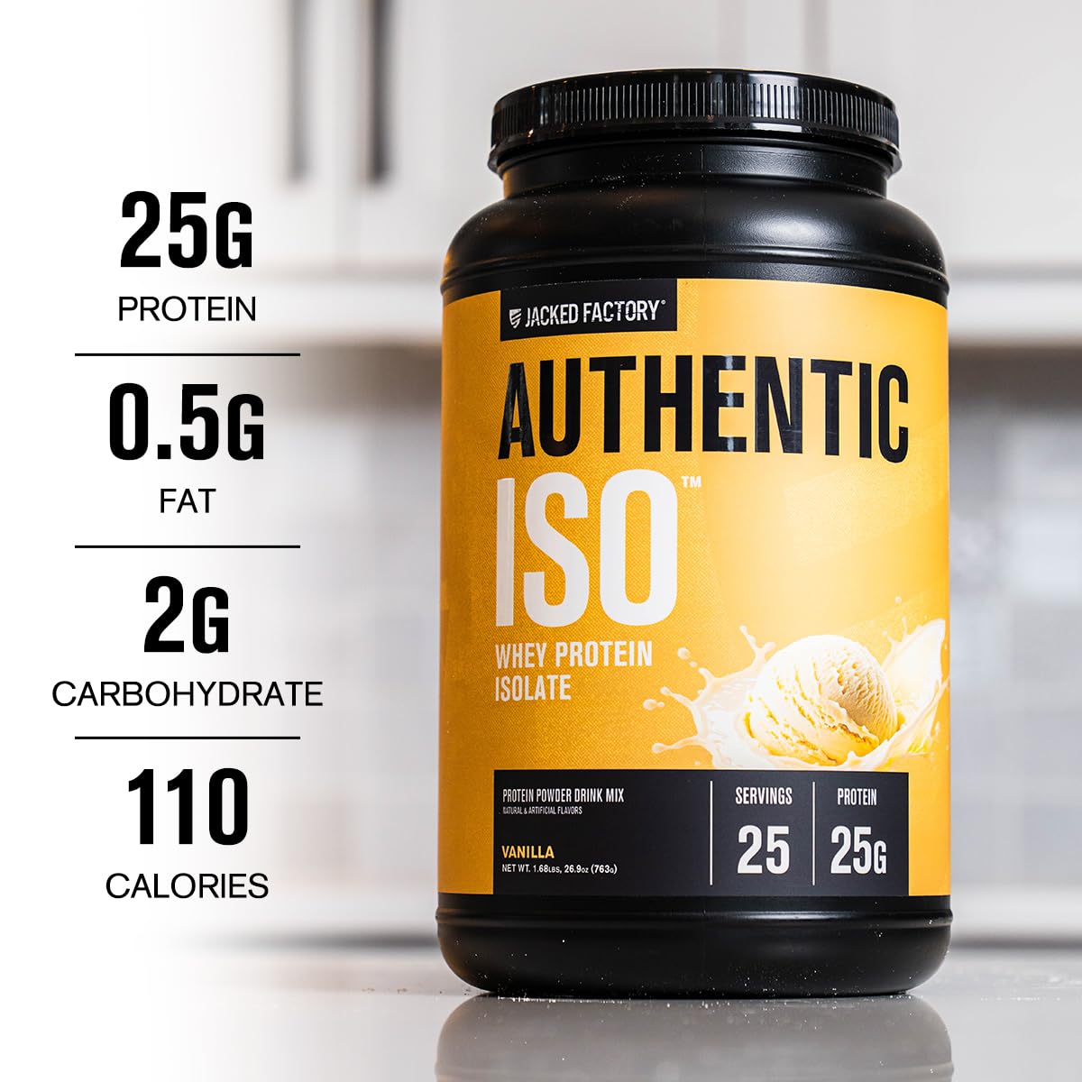 Jacked Factory ISO Whey Protein Isolate Powder, Vanilla, 25 Servings