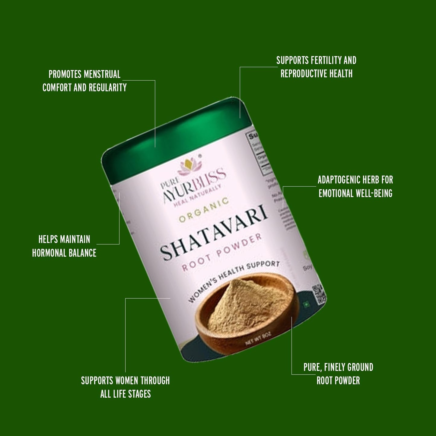 PureAyurbliss Shatavari Root Powder 8 oz