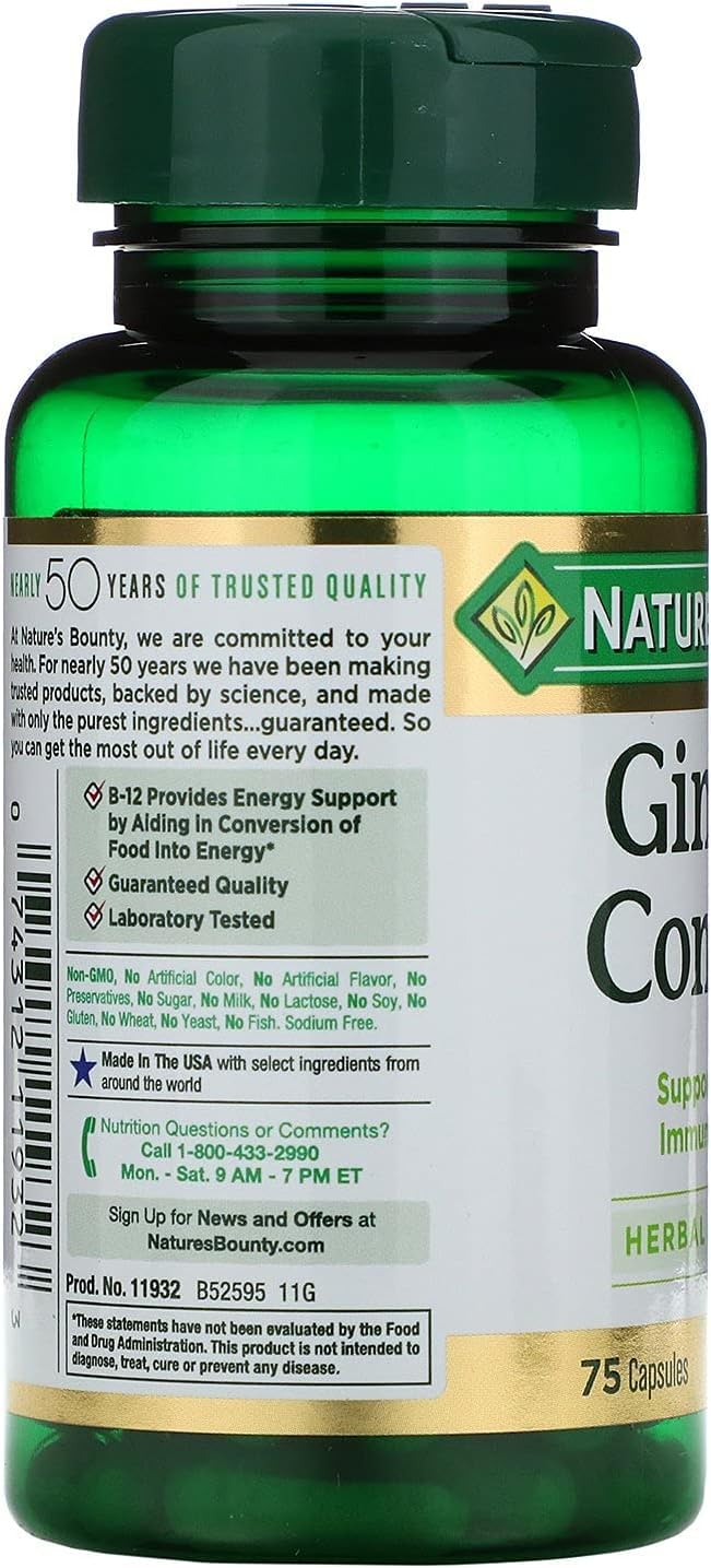 Nature's Bounty Ginseng Complex Plus Royal Jelly Capsules 450 Capsules