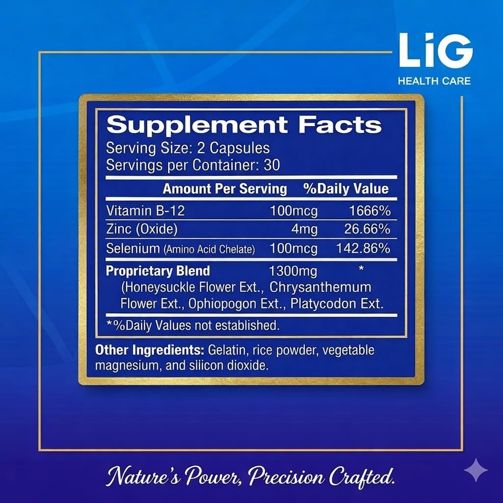LIG Health Care Thyroid Health - Natural Herbal Supplement for Thyroid Nodules & Hormone Balance - Supports Metabolism & Immune Health with Honeysuckle & Selenium, 60 Capsules