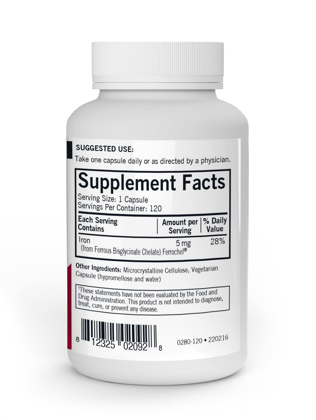 Kirkman Iron Ferrochel 5 mg Capsules, 120 Count