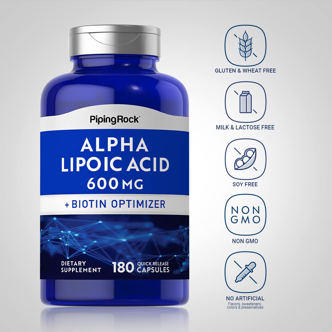 Piping Rock Alpha Lipoic Acid 600mg 180 Capsules