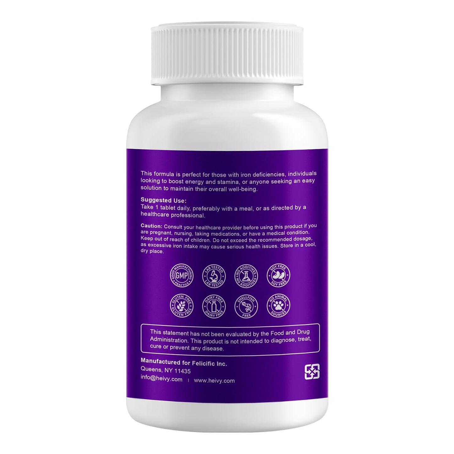 Heivy Iron Supplement Ferrous Sulfate 325mg with Vitamin C Tablet 240 Count