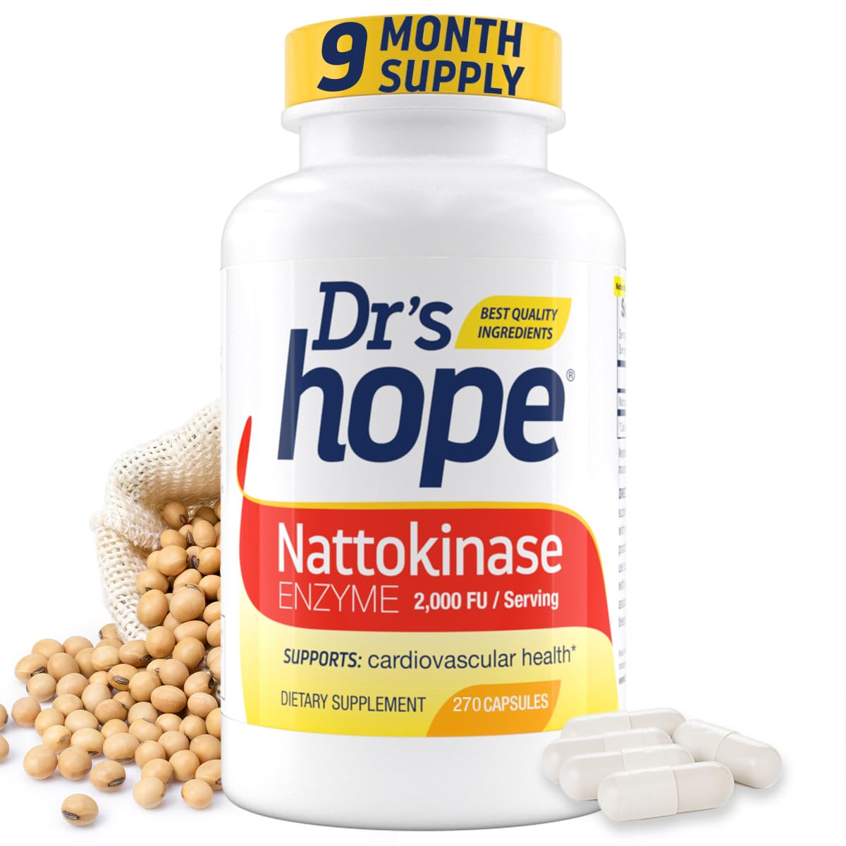 Dr’s Hope Nattokinase Supplement 2000 FU Capsule 270 Count