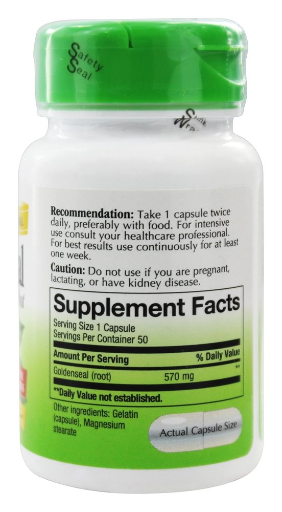 Nature's Way Goldenseal Root 570 mg Capsule, 50 Capsules