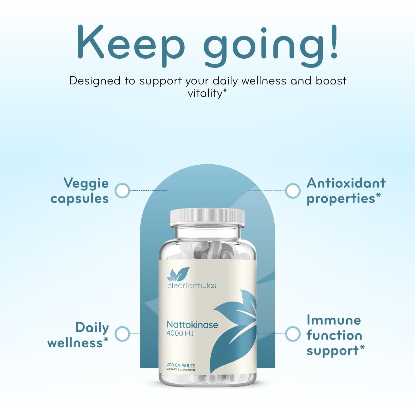 Clear Formulas Nattokinase 4000 FU Enzyme Supplement 200 Capsules