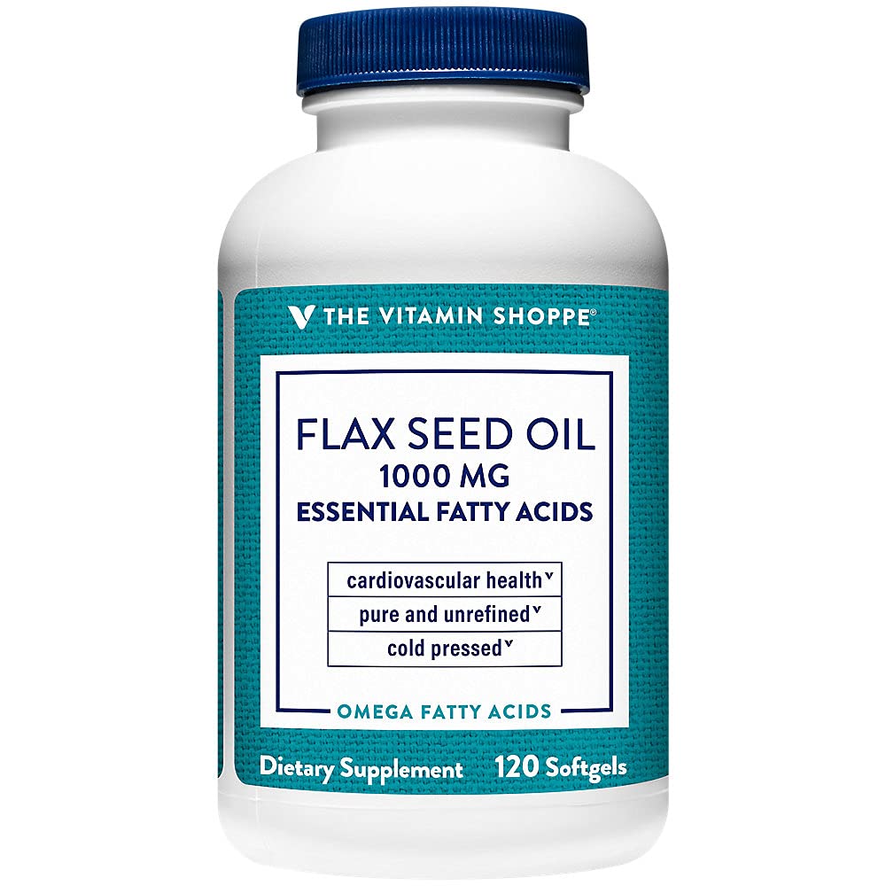 The Vitamin Shoppe Certified Organic Flax Seed Oil 1000mg 120 Softgels
