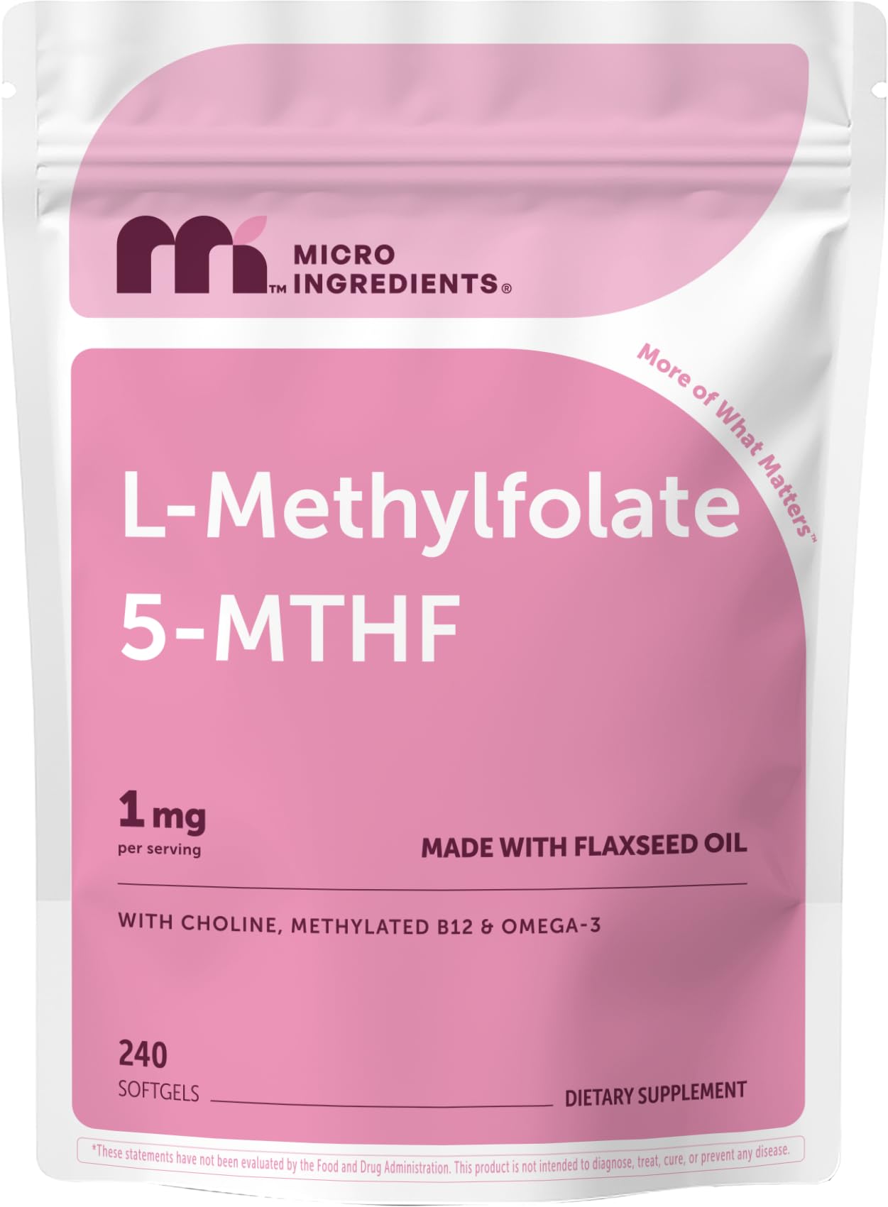 Micro Ingredients L-Methylfolate 1000mcg Softgels 240 Count