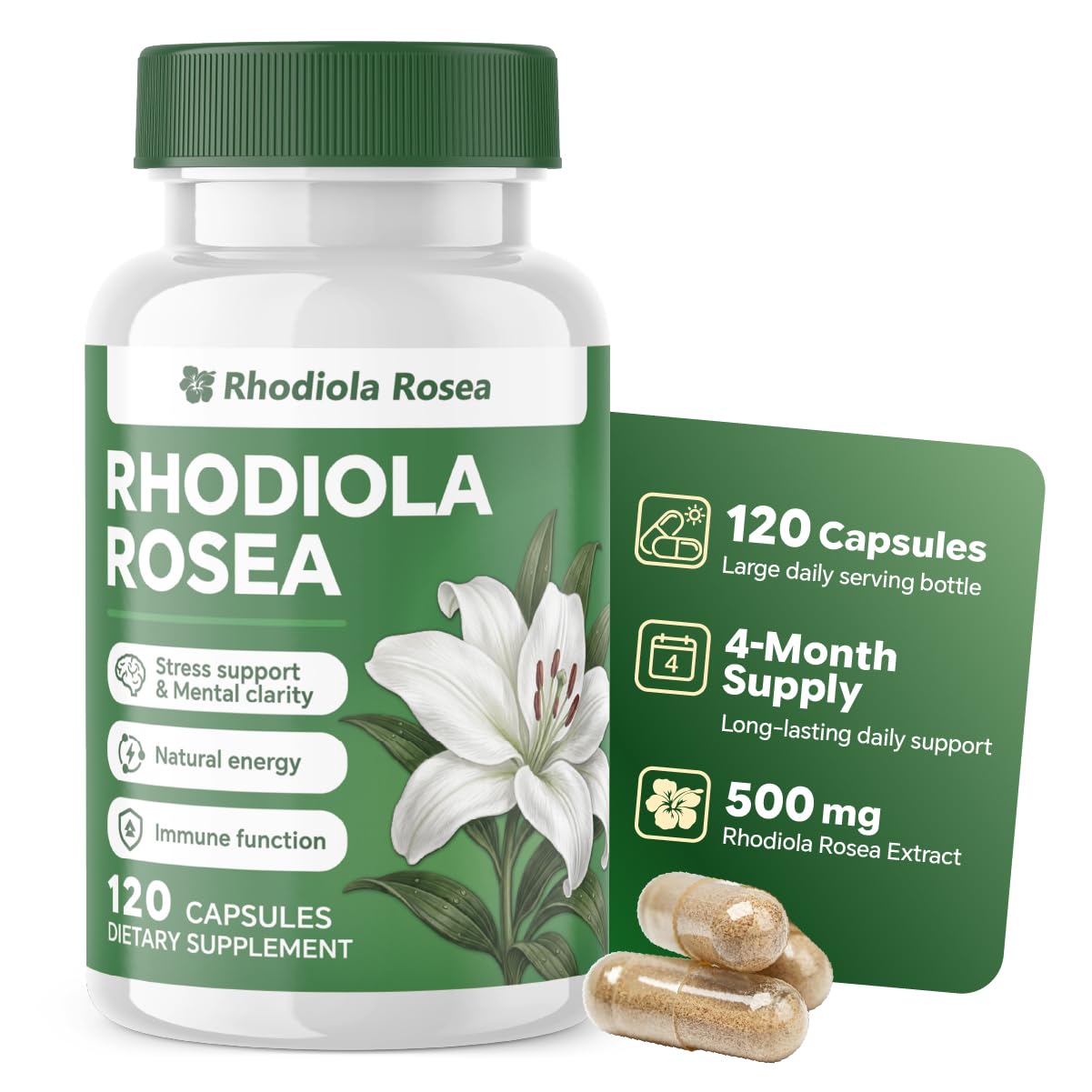 Blavenique Rhodiola Rosea Supplement 120 Capsules