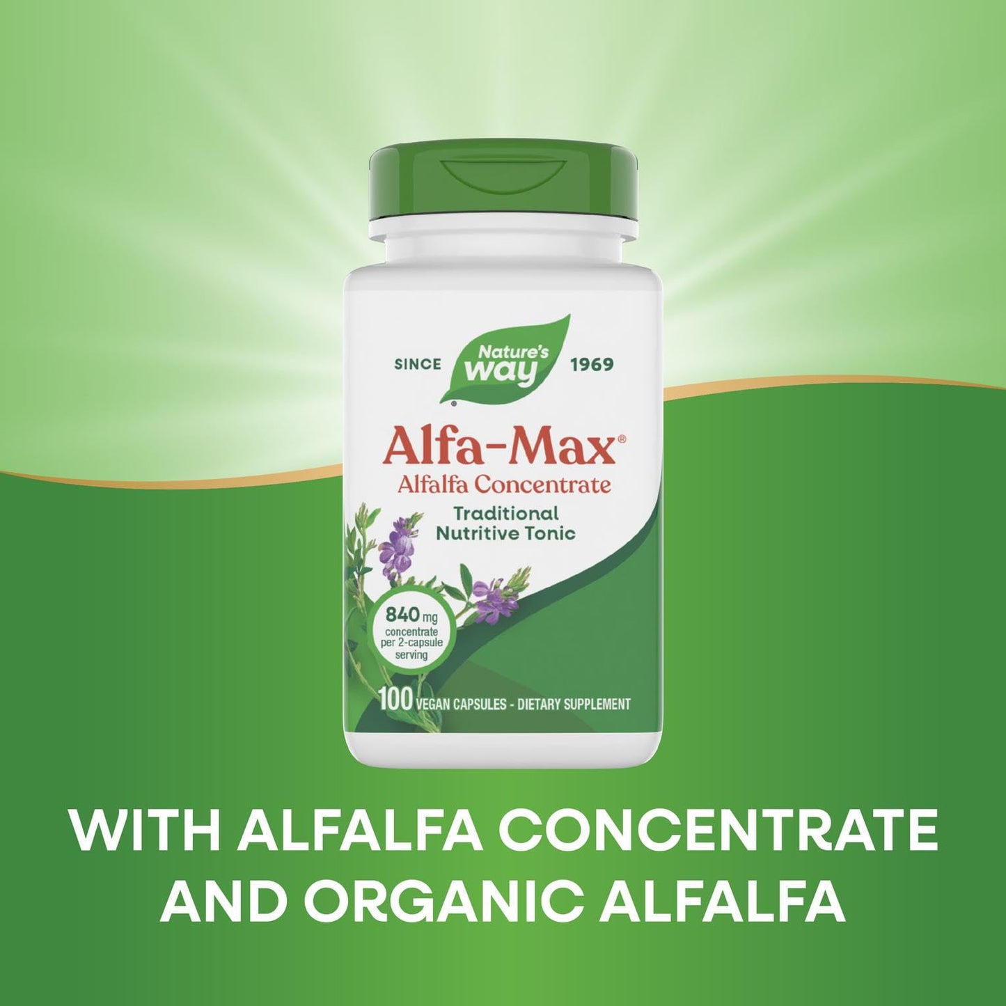 Nature's Way Alfa-Max Alfalfa Concentrate Dietary Supplement Capsules, 100 Count