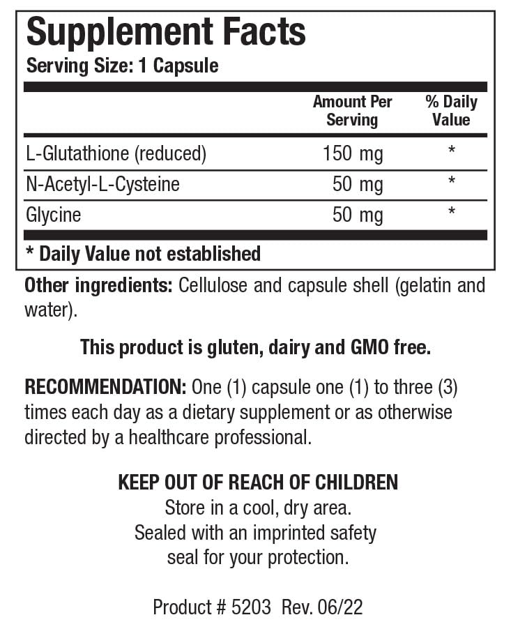 Biotics Research GSH Plus 150 mg Glutathione Plus NAC and Glycine, 60 Capsules