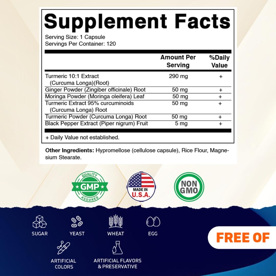 Vitamatic Turmeric Curcumin Supplement Capsules 120