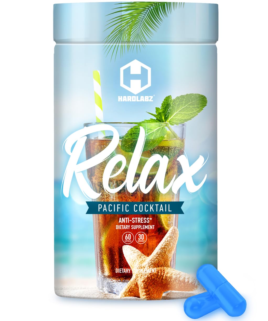 HARDLABZ Relax - All-Natural Stress Relief, Sleep Support, Mood Enhancement Herbal Supplement with Ivan Tea, Valerian, Ginseng, Lavender, Lemon Balm, Motherwort, 60 Capsules