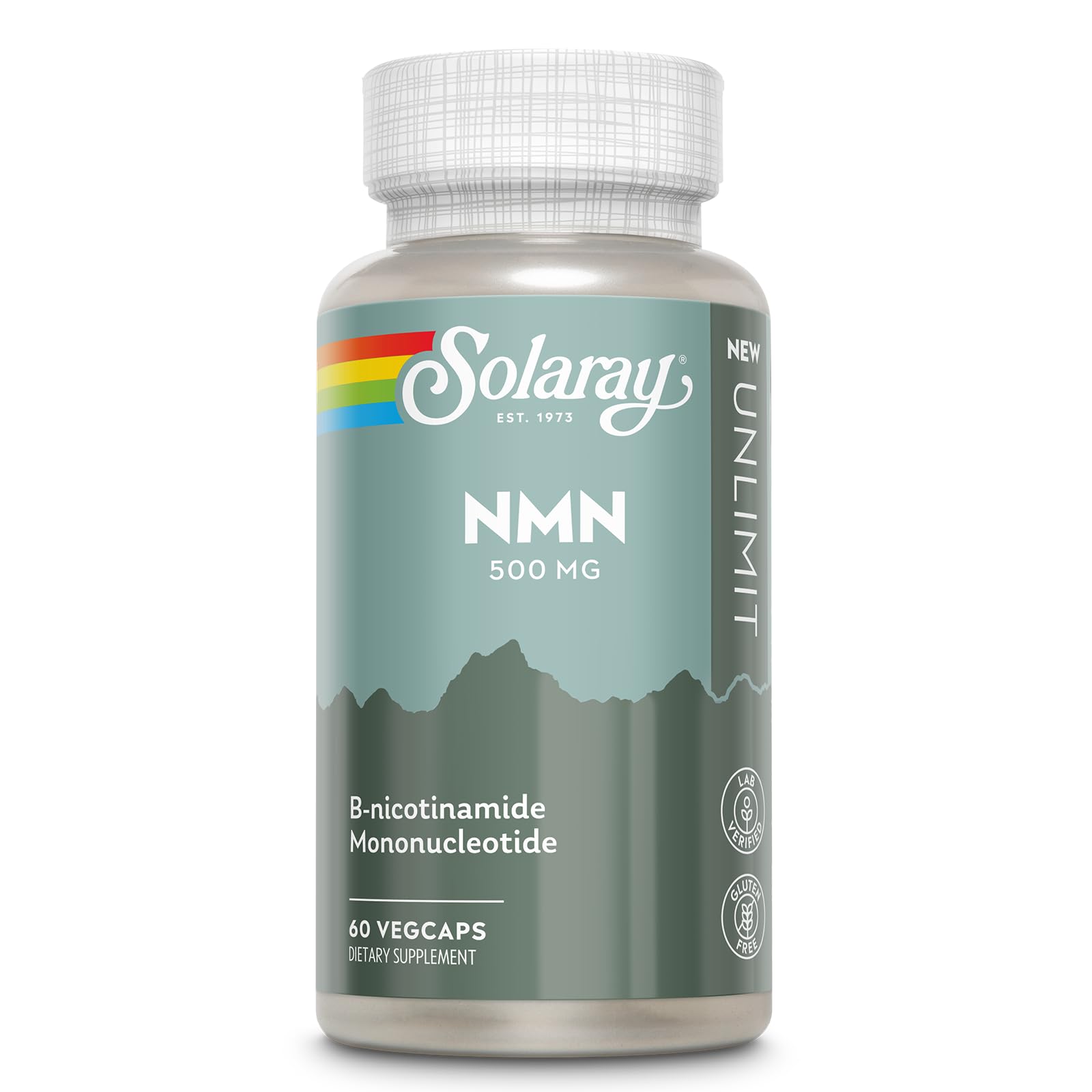 SOLARAY NMN Supplement 500 mg - Precursor to NAD Plus, Once Daily - Supports Longevity, Cellular Energy and Metabolism - Lab Verified, Non-GMO, Vegan - 60 Capsules