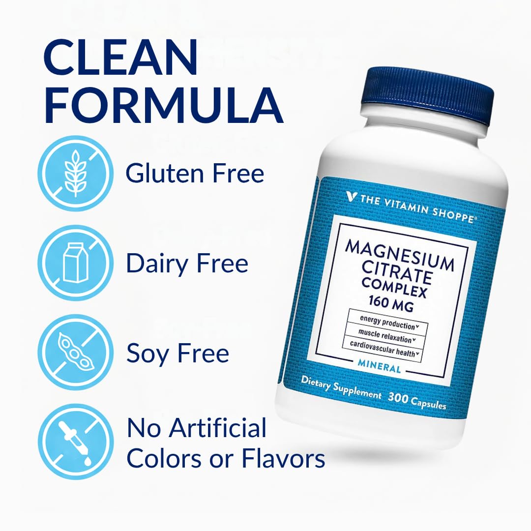 The Vitamin Shoppe Magnesium Citrate 160 mg Capsules 300 Count