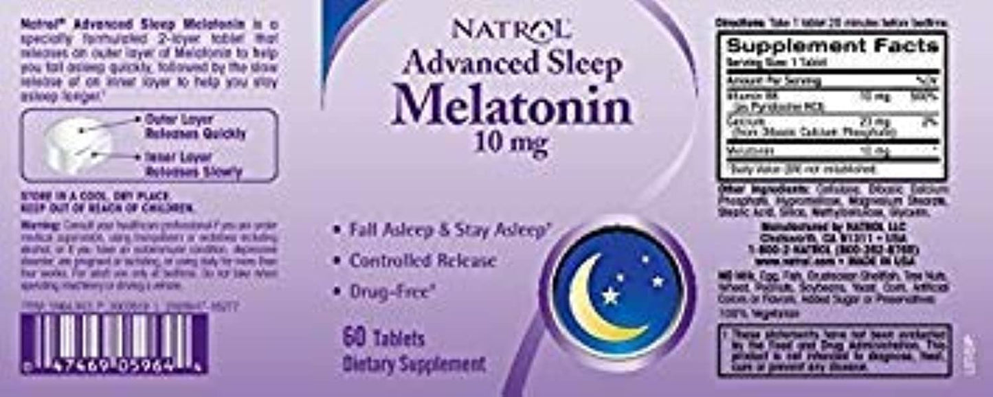Natrol Advanced Sleep Maximum Strength 10 mg Melatonin, 60 Tablets