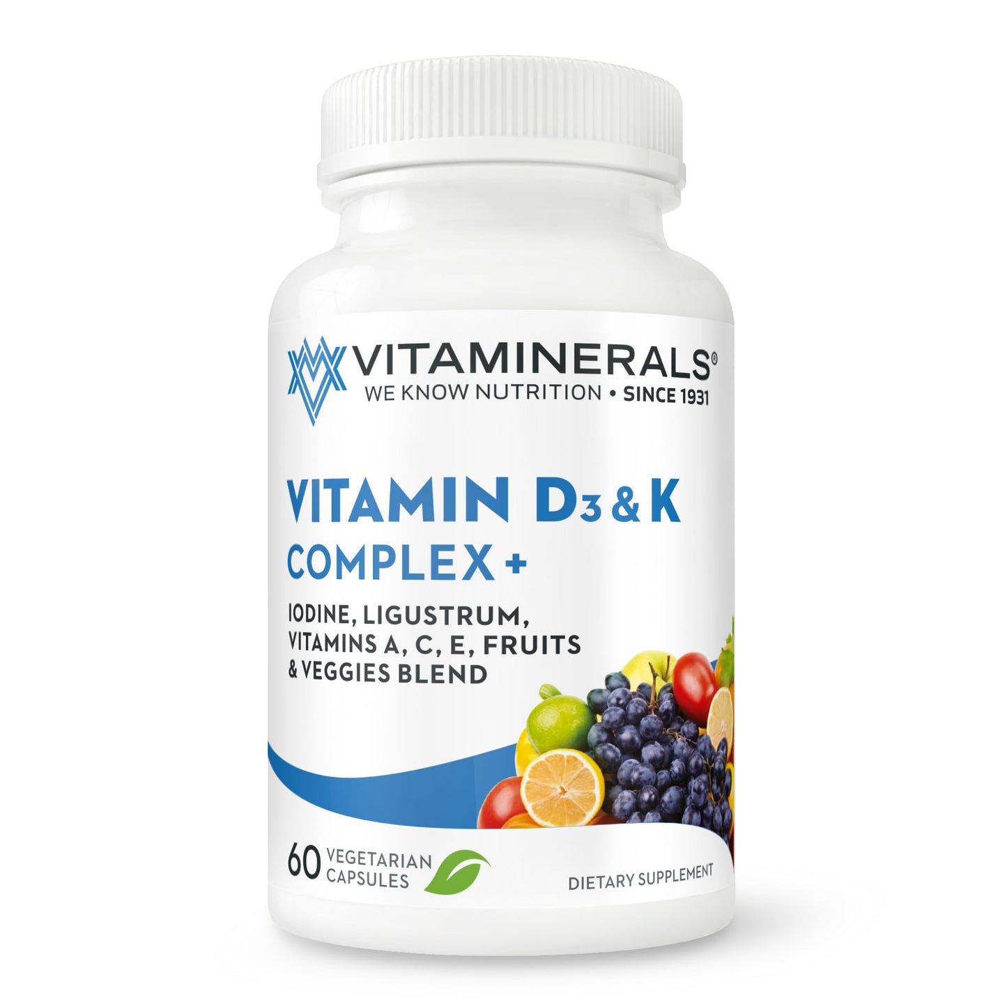 Vitaminerals Vitamin D3 + K Complex Capsule, 60 Veggie Capsules