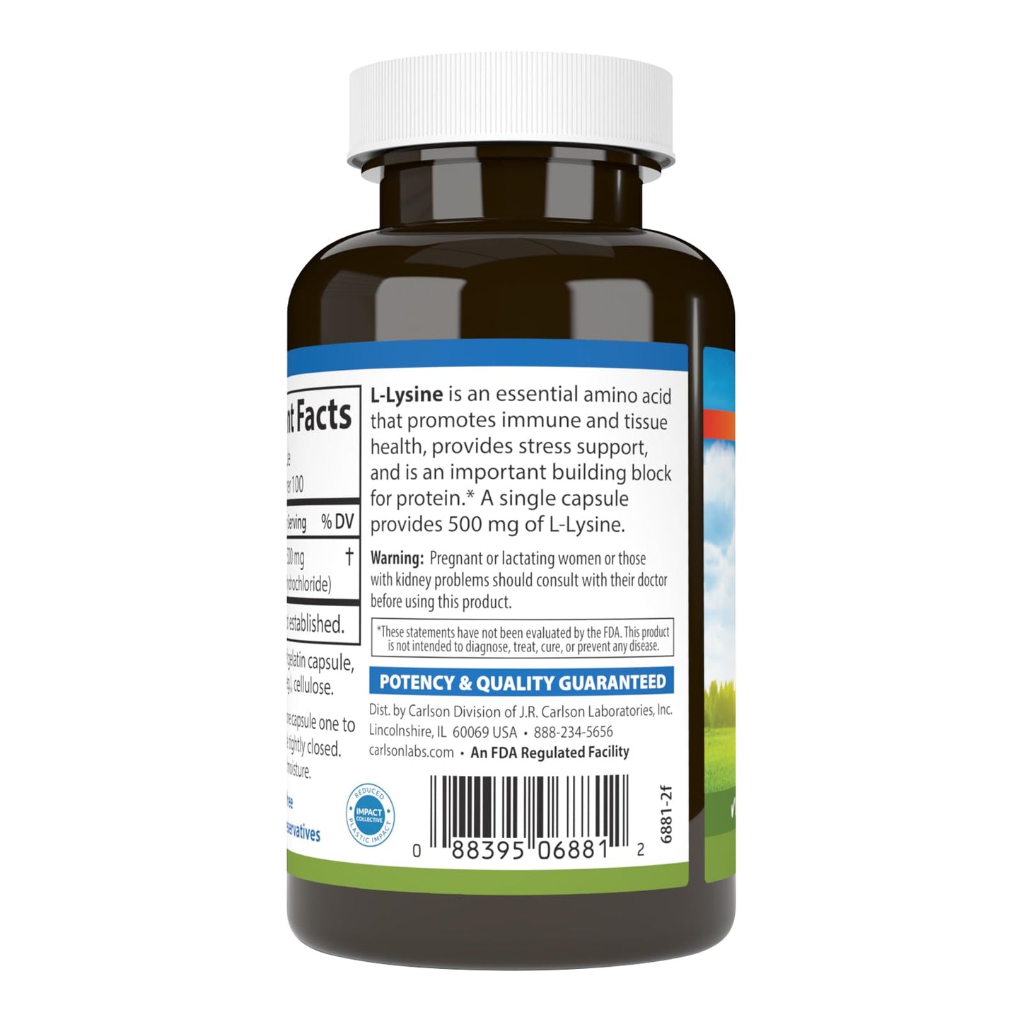 Carlson L-Lysine 500mg Capsule, 100 Count