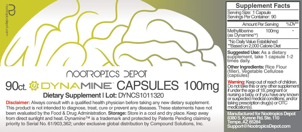 Nootropics Depot Dynamine Methylliberine Capsules 90 Count