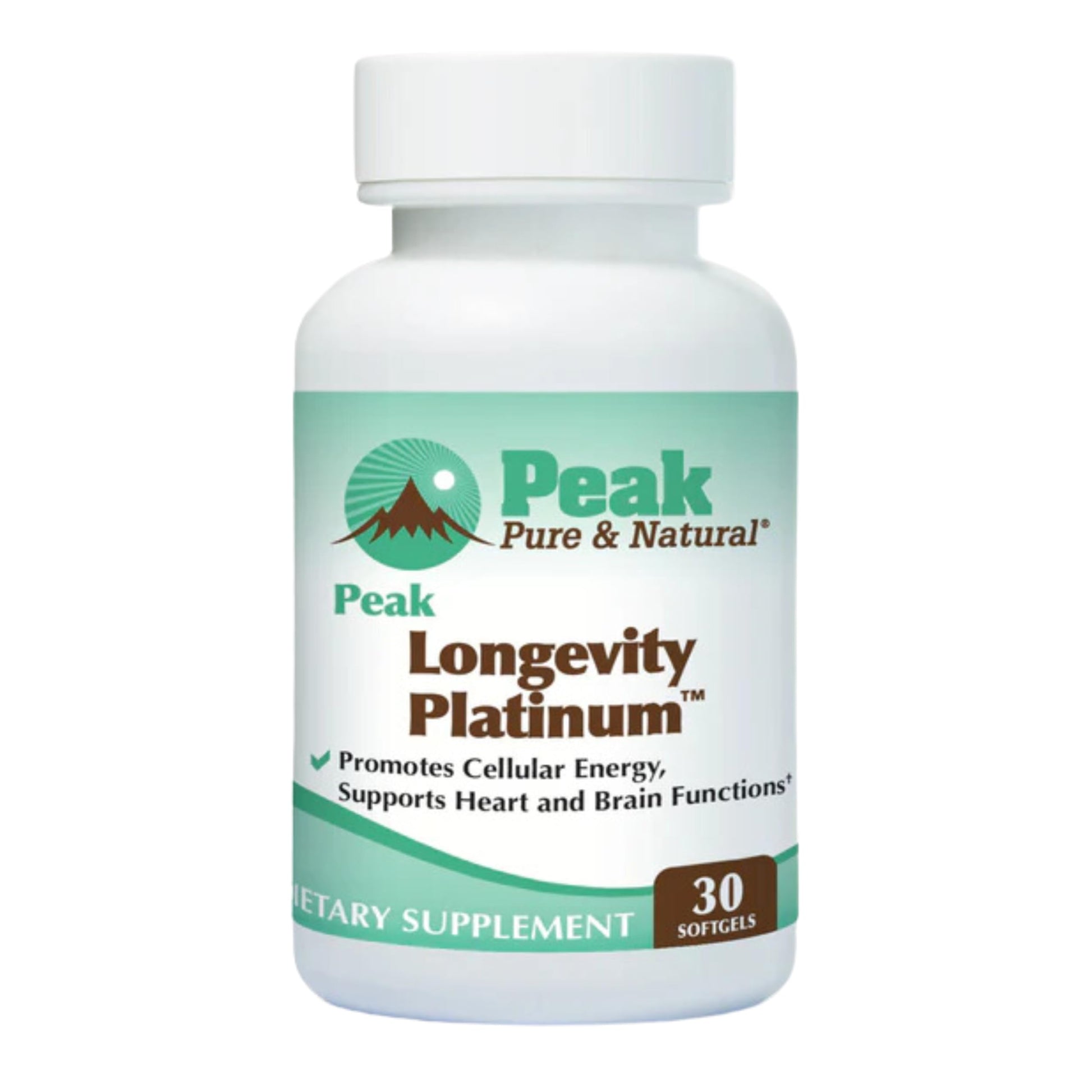 Peak Pure & Natural Peak Longevity Platinum PQQ Supplement with Coenzyme Q10 - Pyrroloquinoline Quinone with Ubiquinol CoQ10 and Shilajit - Mitochondrial Supplement for Natural Energy and Healthy Aging Softgels, 30