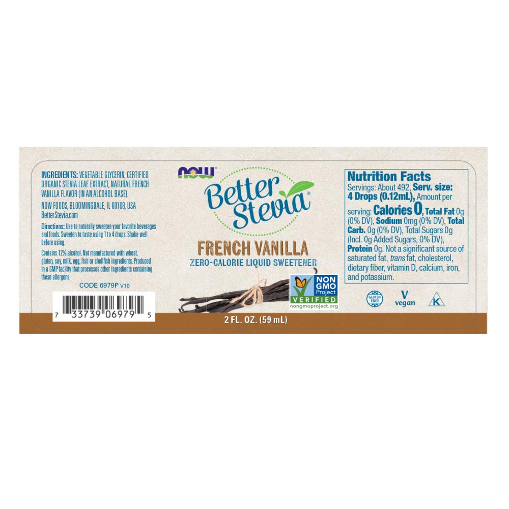NOW Foods BetterStevia Liquid Extract (French Vanilla) Capsule 4 Count