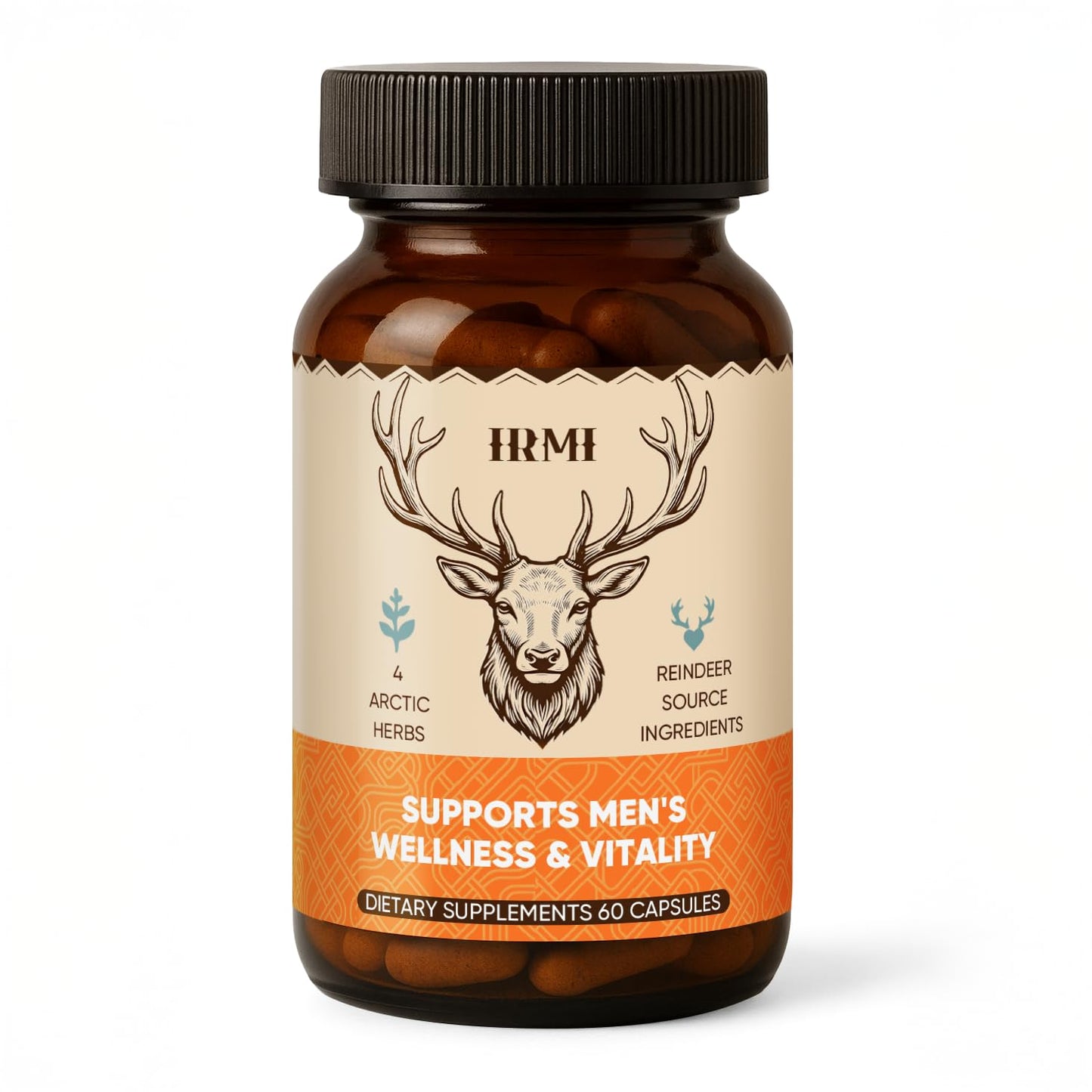 IRMI Reindeer Organ Supplements for Men, Arctic Herb & Reindeer Organ Complex, Daily Support for Energy & Stamina, 60 Capsules