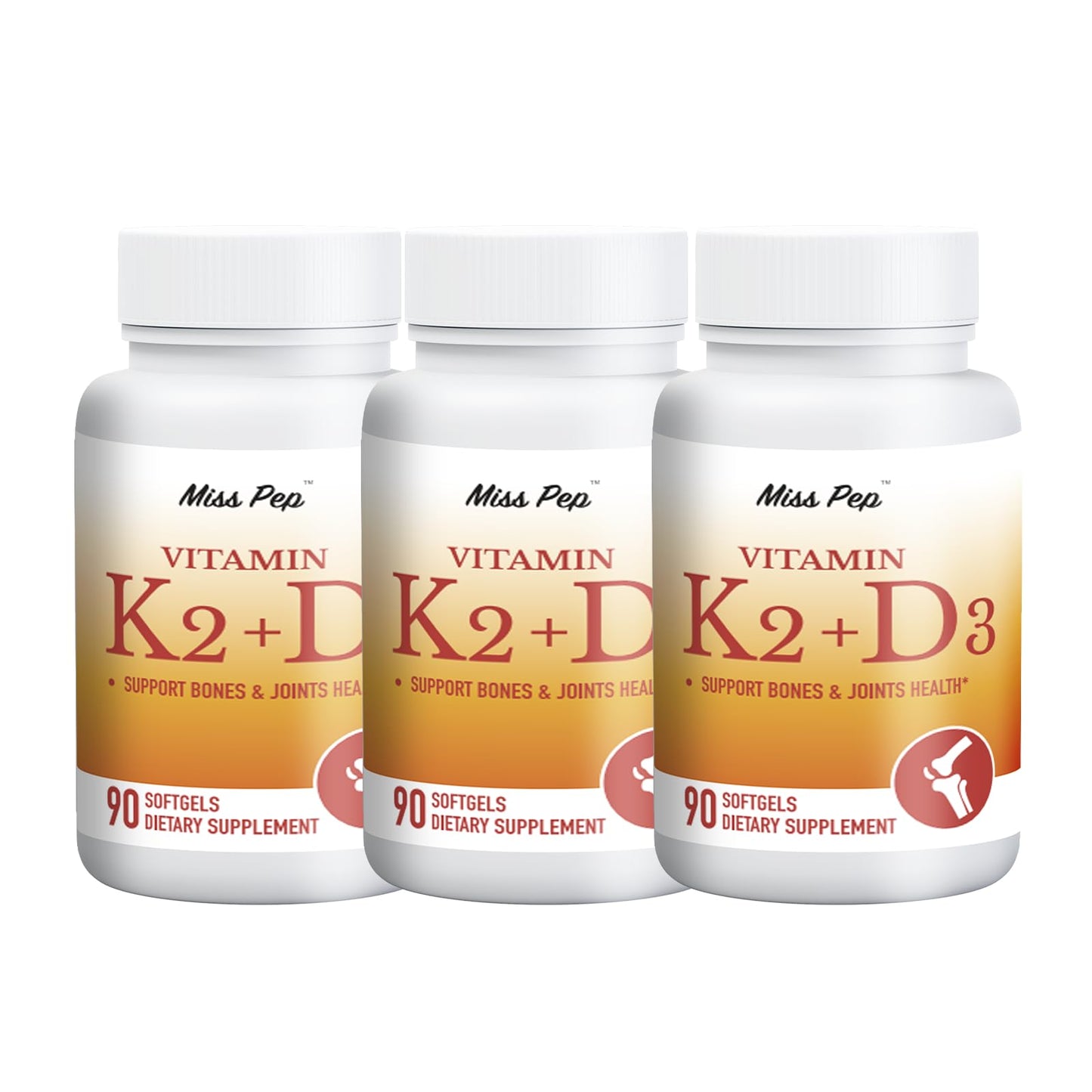 MISS PEP Vitamin D3 K2 5000 IU and 100 mcg K2 (MK-7) Capsules, 270 Capsules