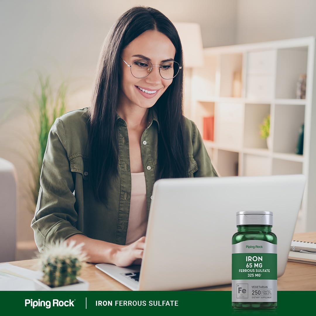 Piping Rock Iron Ferrous Sulfate 65 mg Tablet, 250 Count