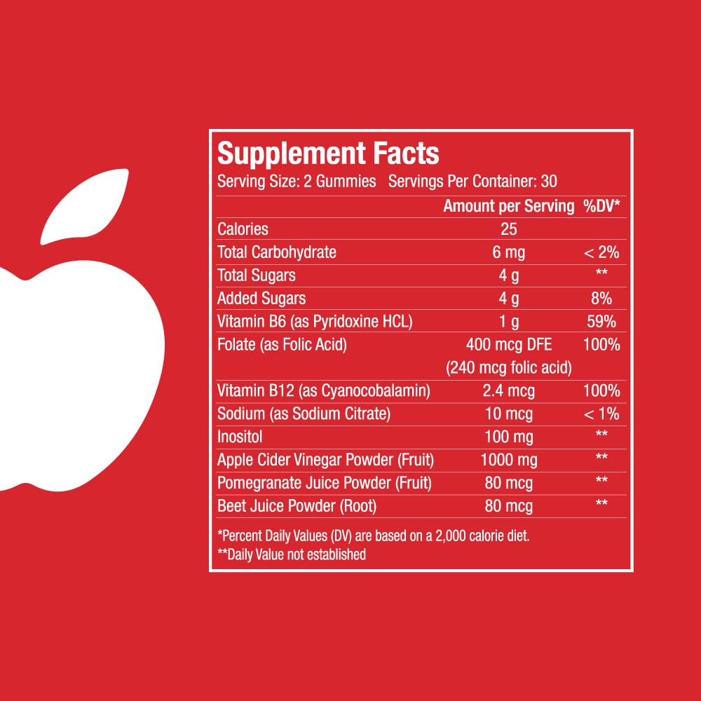Esmerally Apple Cider Vinegar Gummies with Vitamin B12, 60 Count