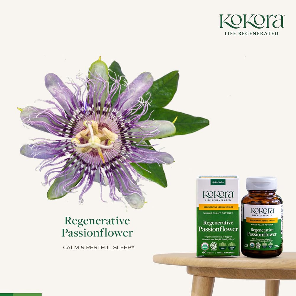 kokora Passionflower Herbal Supplement Sleep Support 60 Capsules