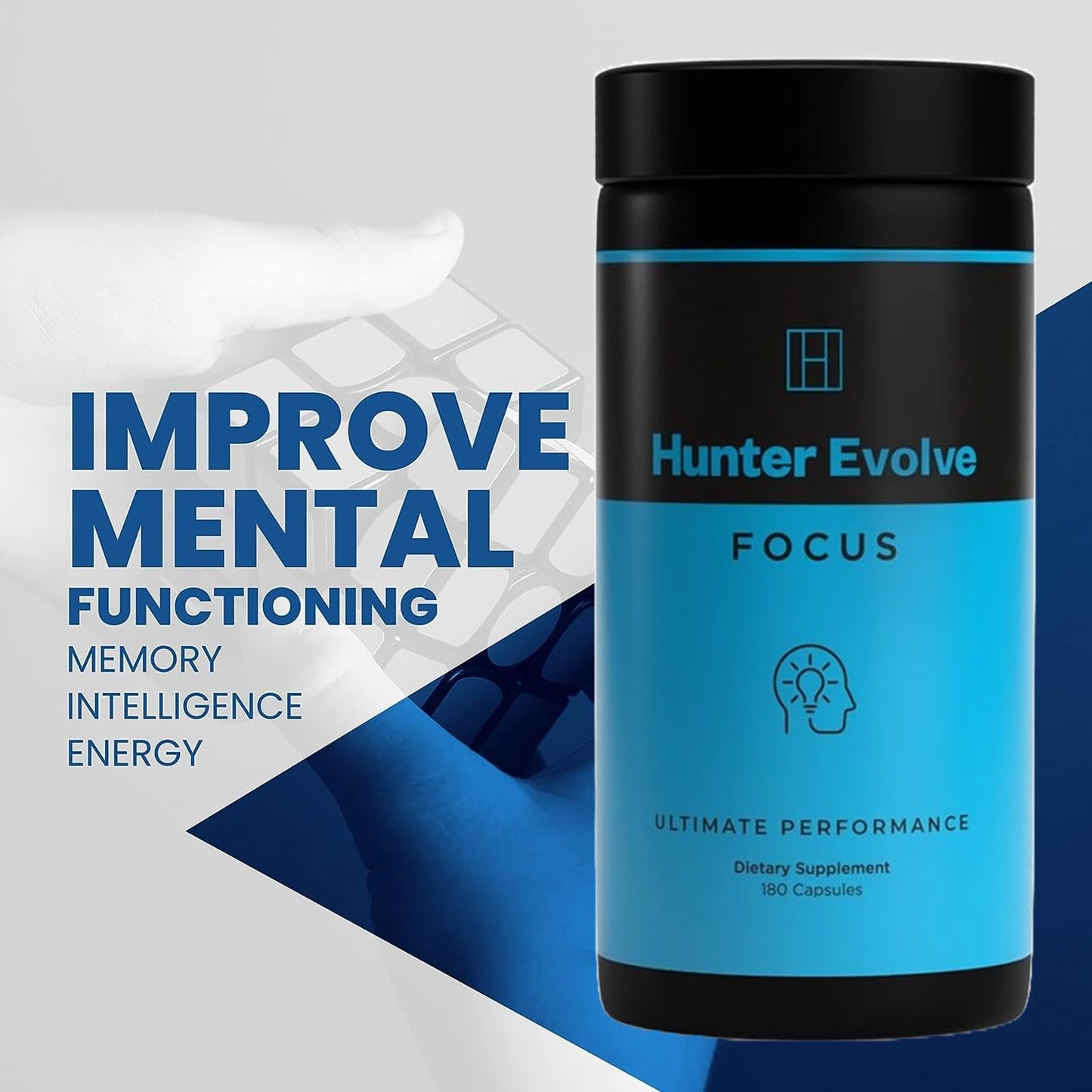 ROAR AMBITION Genuine Hunter Focus Premium Nootropic Brain Supplement Capsule, 180 Count