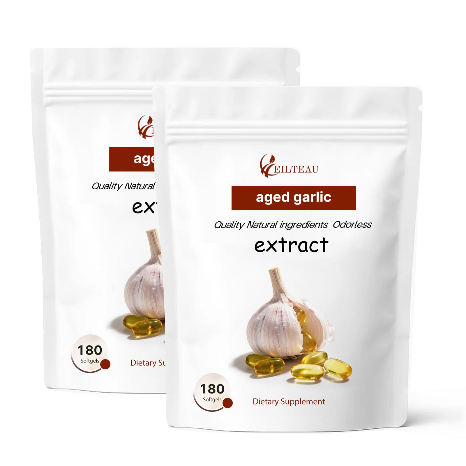 EILTEAU Aged Garlic Extract Odorless Softgels 180 Count