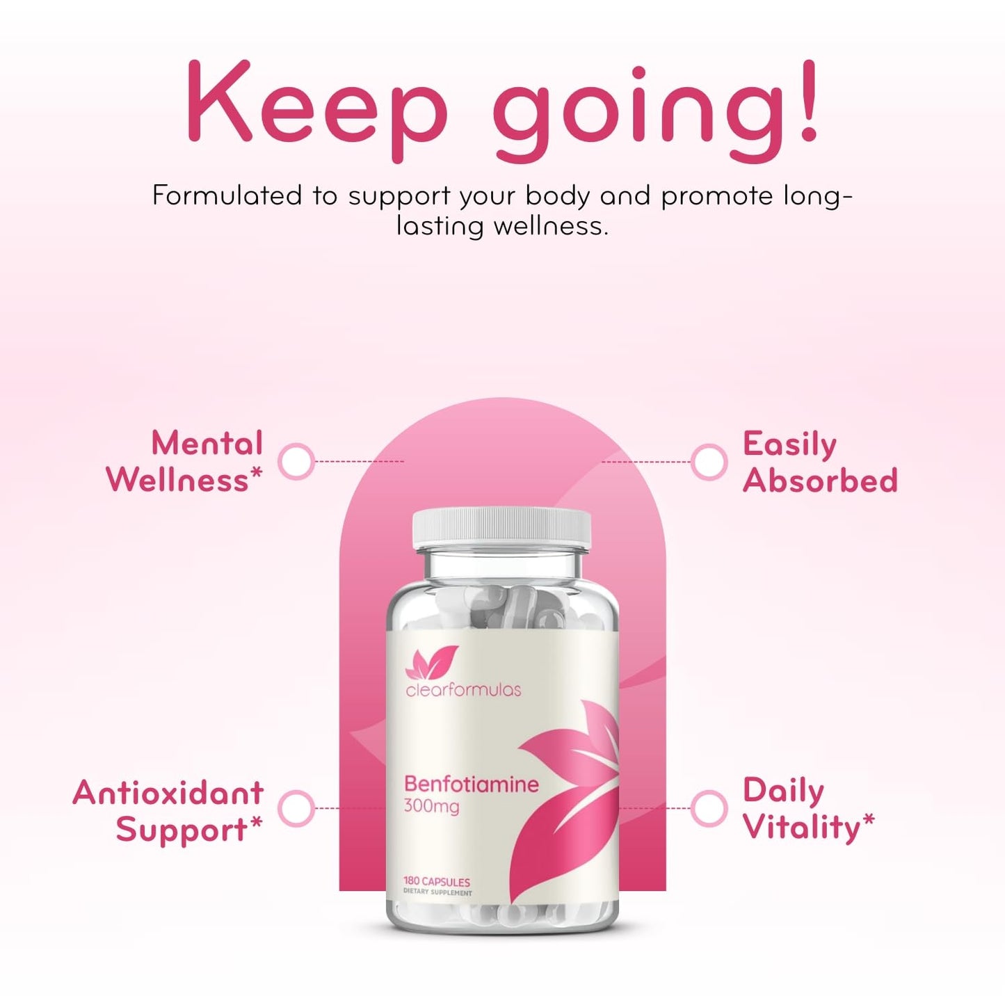 Clear Formulas Benfotiamine B1 300mg Capsule, 180 Count