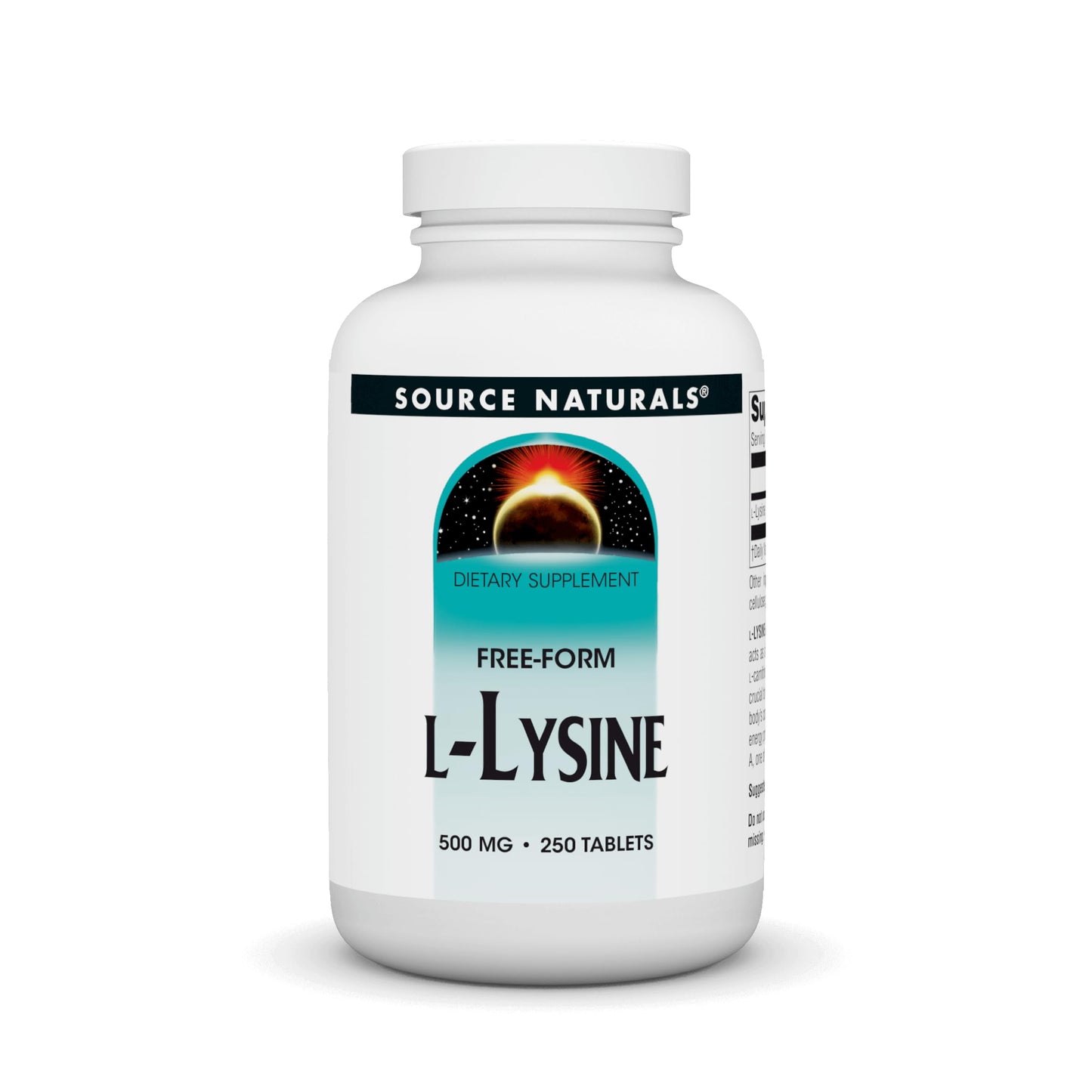 Source Naturals L-Lysine Free-Form 500 mg Tablets, 250 Count