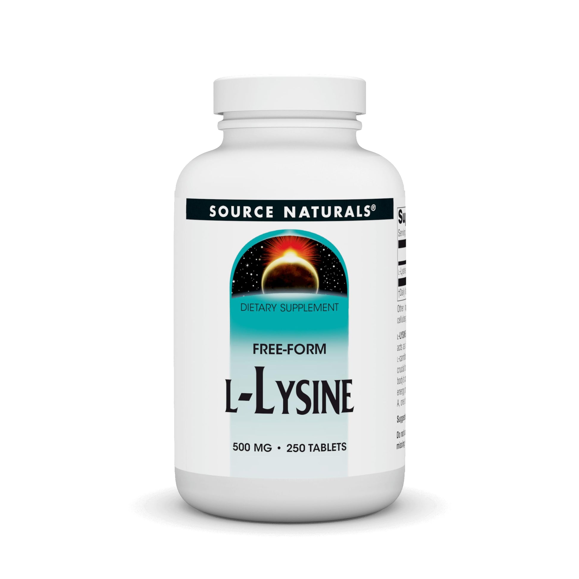 Source Naturals L-Lysine Free-Form 500 mg Tablets, 250 Count