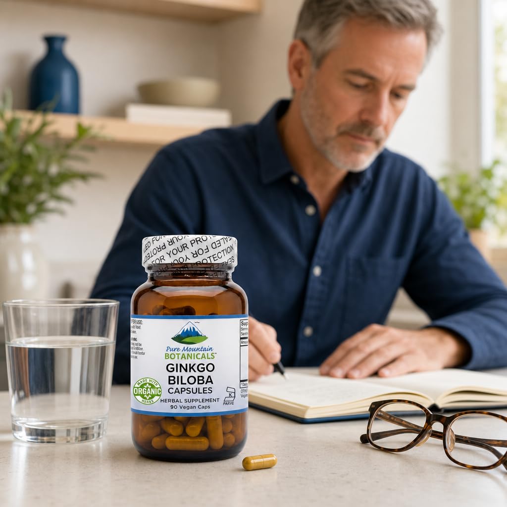 Pure Mountain Botanicals Ginkgo Biloba Capsules 400mg, 90 Count