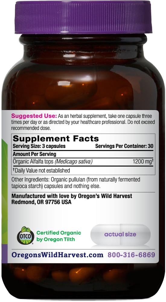 Oregon's Wild Harvest Alfalfa Capsules 90 Count