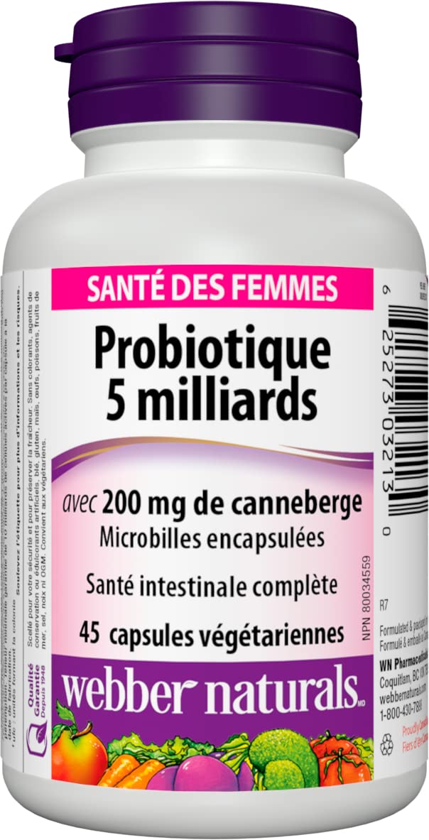 Webber Naturals Women's Multi Probiotic with Cranberry, 45 Capsules