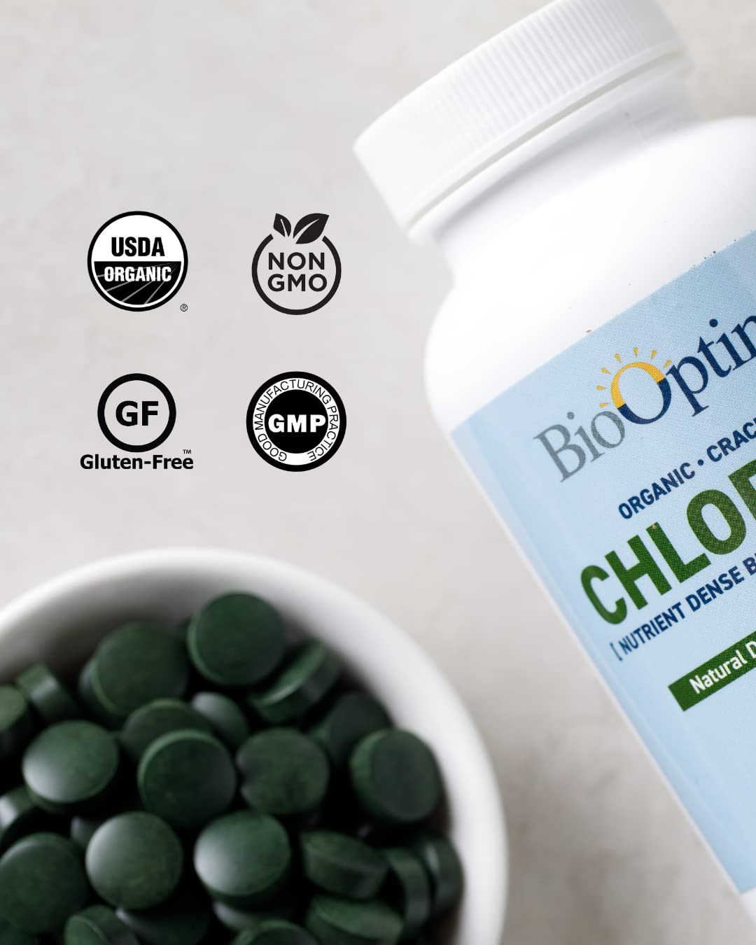 BioOptimal Organic Chlorella 120 Tablets