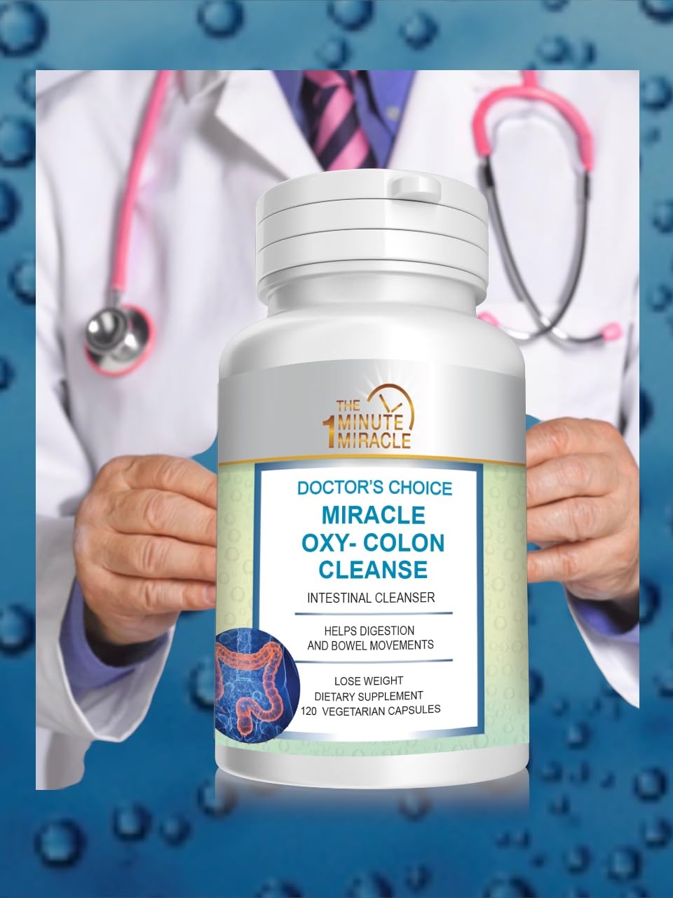 The One Minute Miracle Miracle Oxy-Colon Cleanse Vegan Colon Cleanser 120 Capsules