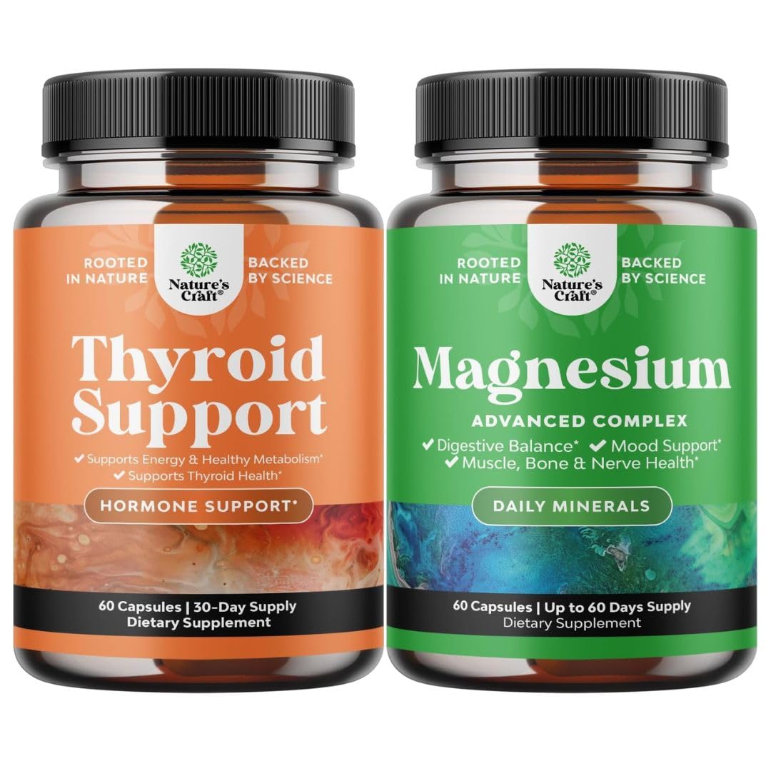 Natures Craft Herbal Thyroid Support Complex & High Absorption Magnesium Complex Capsules, 2-Pack