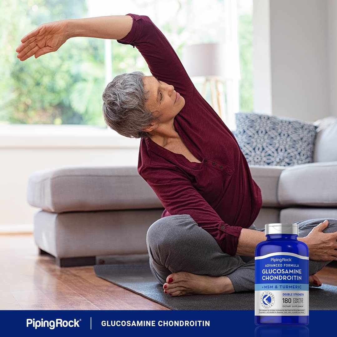 Piping Rock Glucosamine Chondroitin MSM Plus Turmeric Caplets, 180 Count