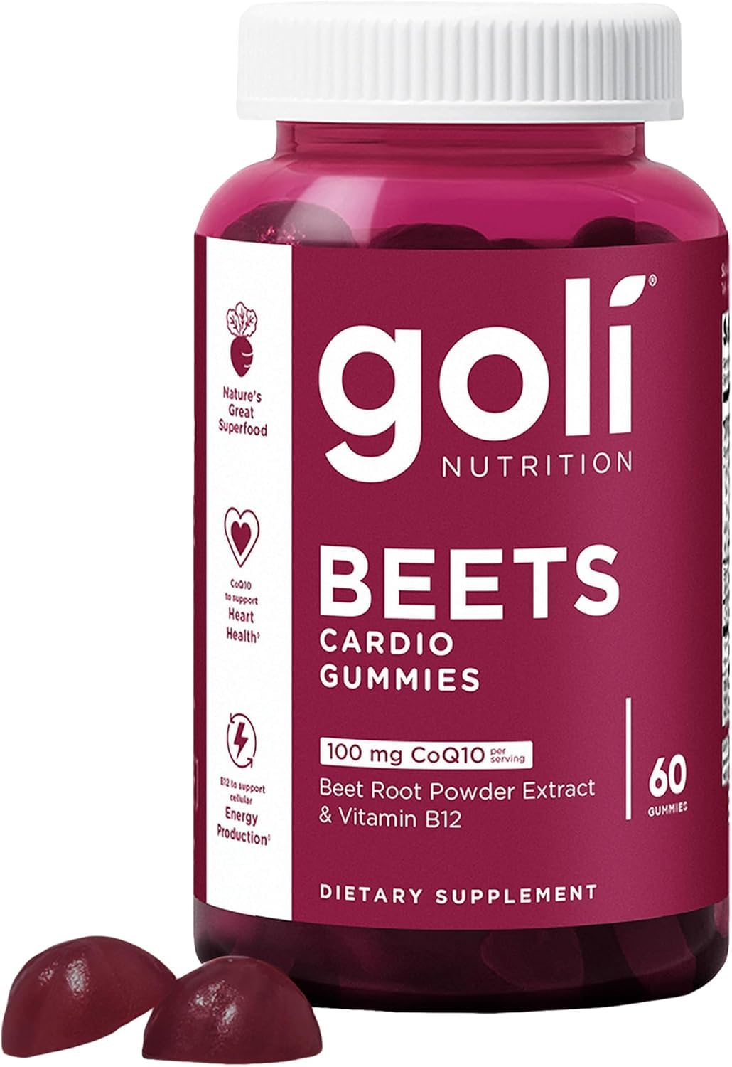 Goli Beets Cardio Gummies with CoQ10 and Vitamin B12, 60 Count