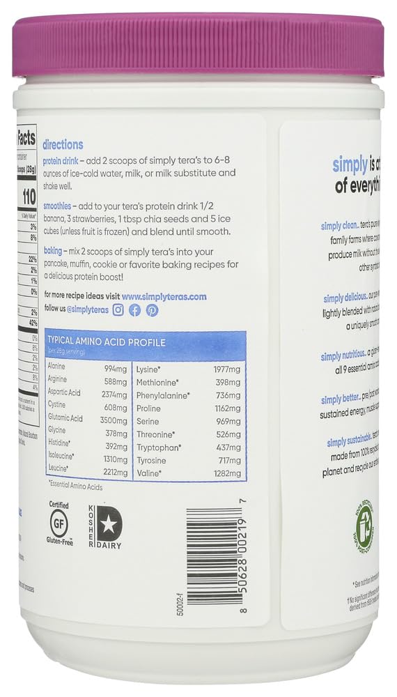 Simply Tera's Bourbon Vanilla Flavor Pure Whey Protein Powder, Lactose Free, 12 Ounces