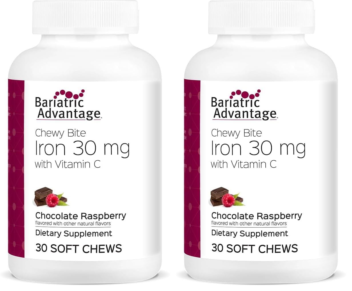 Bariatric Advantage Iron Chewy Bite Chocolate Raspberry Truffle Chewable, 60 Count